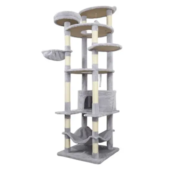Whisen 78" Cat Tree Tower with Large Condo, Sisal Scratching Post, Hammock & Top Platform image {5}