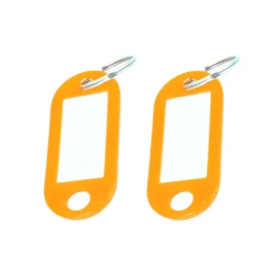 Unique Bargains Plastic Key ID Name Card Label Tags Split Ring Keyring Keychain Orange 20 Pcs image {4}