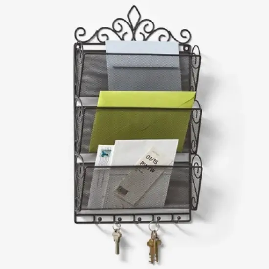 BrylaneHome Scroll Letter & Key Organizer image {1}