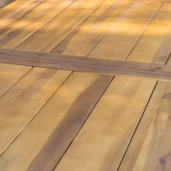 Christopher Knight Home Rust Water and UV-Resistant Rectangle Acacia Wood Outdoor Patio Dining Table Teak Finish: Weather-Resistant Patio Furniture image {4}