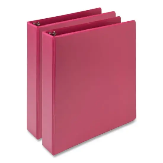 Samsill Earth's Choice Plant-Based Economy Round Ring View Binders, 3 Rings, 1.5" Capacity, 11 x 8.5, Pink, 2/Pack image {4}
