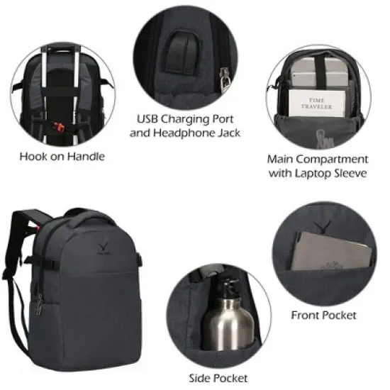 Hynes Eagle 63L Rolling Backpack x 3-Piece Packing Cube Set &ndash; 3-in-1 Travel Luggage with USB Port image {4}