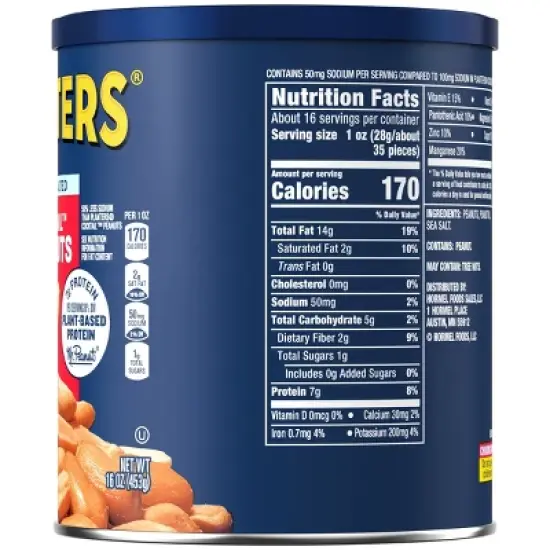 Planters Lightly Salted Made With Sea Salt Cocktail Peanuts - 16oz image {2}