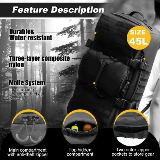 3 In 1 Tactical 30L Military Backpack Travel Duffle Bag for Weekender Gym Workout Deployment image {3}