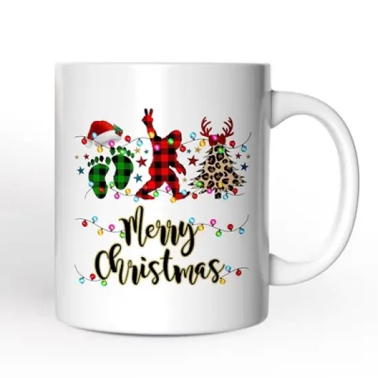 Bigfoot Buffalo Plaid Christmas Mug, Sasquatch Holiday Decoration (Non-Custom Only)| OrnamentallyYou image {4}