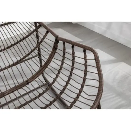 SKRAN Outdoor Rattan Rocking Chair,Padded Cushion Rocker Recliner Chair Outdoor for Front Porch, Living Room, Patio, Garden image {5}