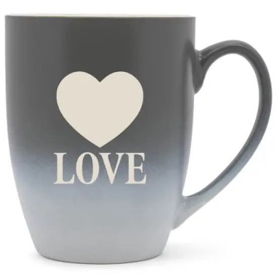 100 North Heart 10 Ounce Gray and White Two Toned Ombre, Comfortably Fits Your Hands, Ceramic Tea Coffee Cup Mug, Love image {1}