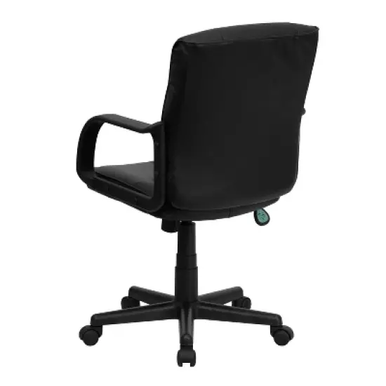 Mid-Back LeatherSoft Swivel Task Office Chair with Arms Black - Flash Furniture image {2}