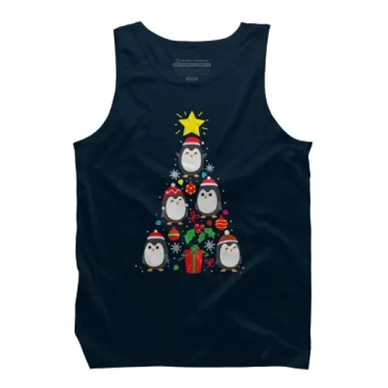 Men's Design By Humans Penguin Christmas Tree By NekoShop Tank Top image {5}