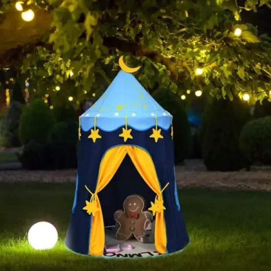 Costway Kids Foldable Pop Up Play Tent w/ Star Lights Carry Bag Indoor Outdoor image {5}