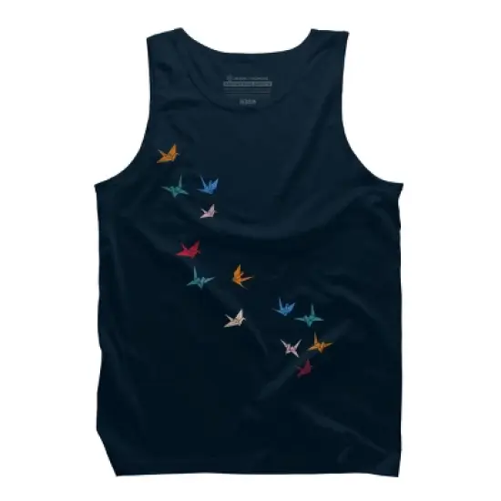 Men's Design By Humans Flying Paper Cranes Birds By Magnussons Tank Top image {7}