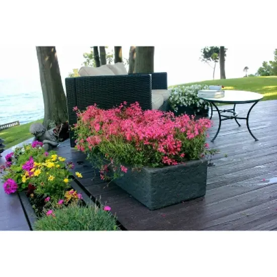 Emsco Trough Planter with Drainage Holes Rectangular Outdoor Planter Boxes image {9}