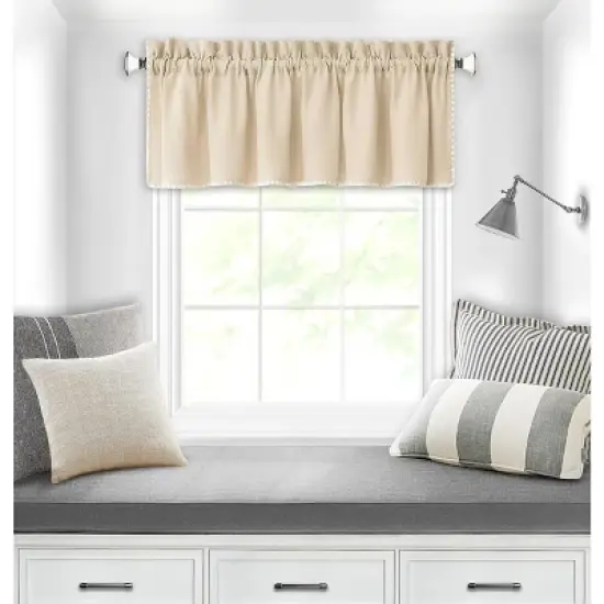 Kate Aurora Coastal Hamptons Living Textured Rod Pocket  Window Valance image {3}