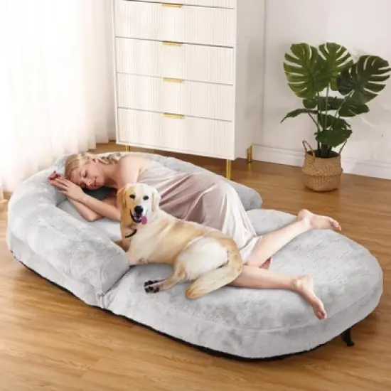 Human Sized Dog Bed for People Adults, Foldable Dog Bed for Humans, 71"x43"x10" Giant Dog Bed with Removable Cover, image {9}