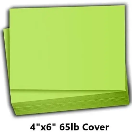 Hamilco Colored Scrapbook Cardstock Paper 4x6 Card Stock Paper 65 lb Cover 100 Pack (Lime Green) image {1}