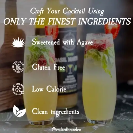 Crafted Cocktails Basil Martini Gimlet Mix: 2 Pack&nbsp; 60 Calories, Handcrafted with Agave, Lime and Basil&nbsp; Effortless Mixology with Gourmet Flavor image {1}