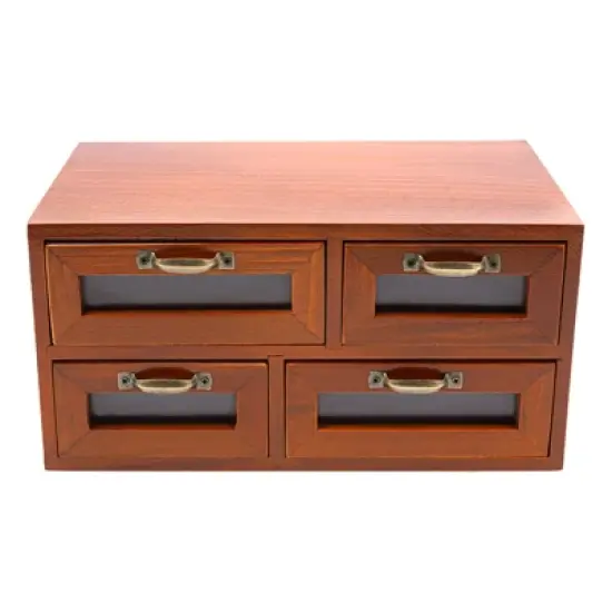 YIYIBYUS Wooden Desk Organizer with Drawers Desktop Storage Cabinet image {7}