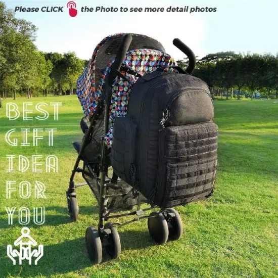 Itopfox Large Diaper Backpack for Men with Changing Mat, Insulated Pockets, Wipe Pocket, Stroller Straps, Black image {1}