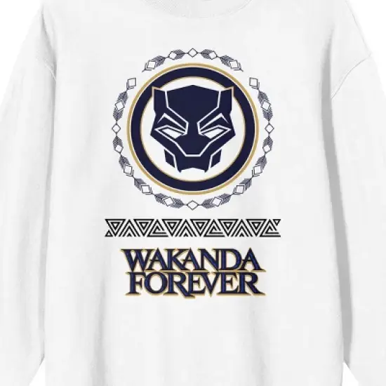 Black Panther Wakanda Forever Hero Icon Men's White Long Sleeve Sweatshirt image {1}
