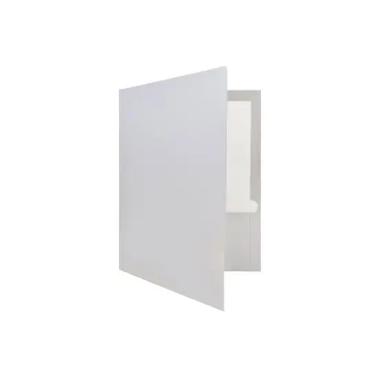 JAM Paper Laminated Two-Pocket Glossy Presentation Folders Silver Bulk 50/Box 385GSIC image {3}