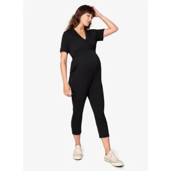 Ingrid & Isabel Maternity Short Sleeve Knit Jumpsuit image {1}