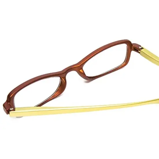 Calabria 837 Metallic Reading Glasses|Womens|Hard Case|Crystal Accents|Vibrant|Spring Hinged|18 Power Options|Mahogany Bronze/Golden Yellow|+1.50 image {3}
