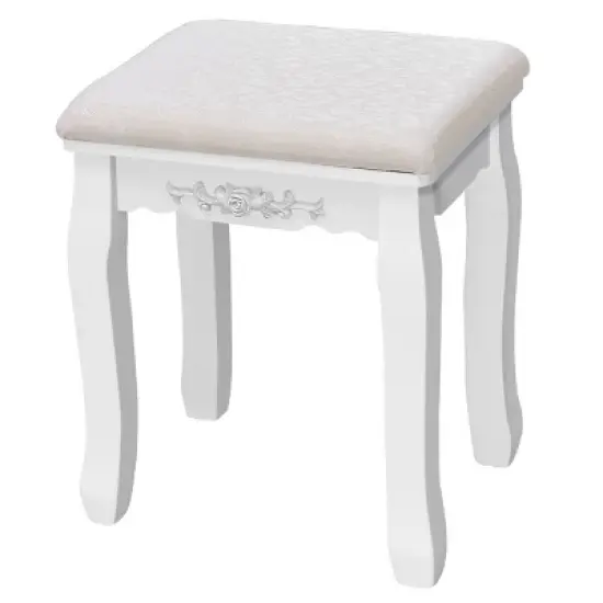 Tangkula Removable Tri-folding Mirror Vanity Table Unit Makeup Set w/ Stool & 4 Drawers image {4}