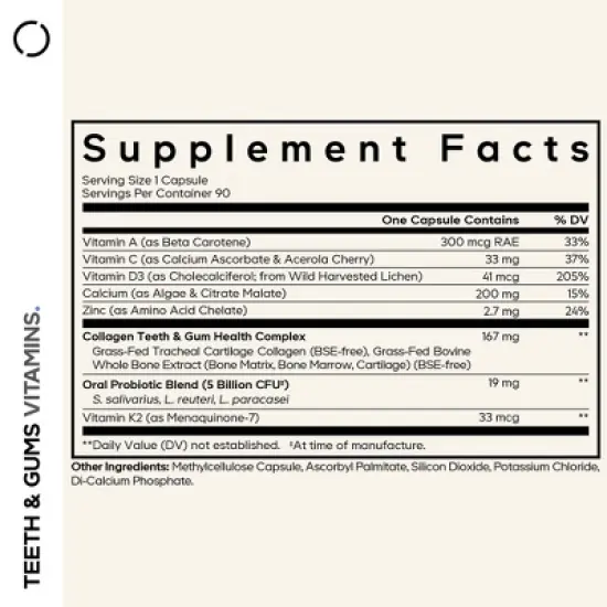 Codeage Teeth & Gums Vitamins + Oral Probiotics Supplement for Mouth Care - Dental Multivitamins - 90ct image {2}
