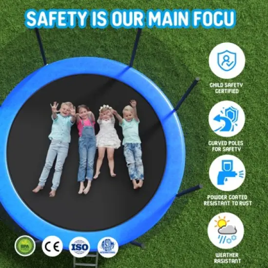 BestParts 12FT Trampoline with Safety Enclosure Net, Basketball Hoop, Ladder image {1}