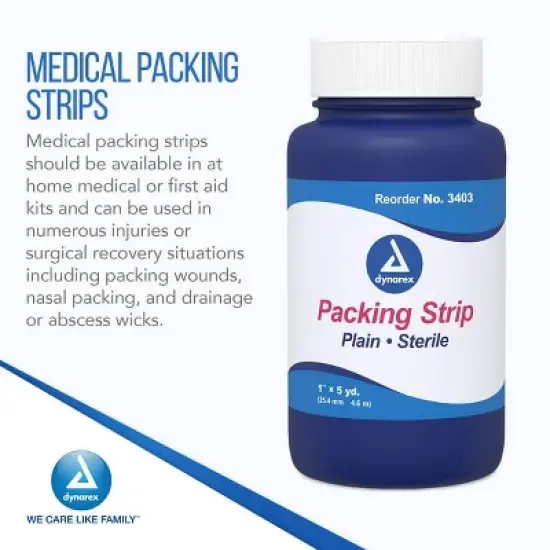 Dynarex Plain Gauze Packing Strips 1" X 5 Yd image {1}