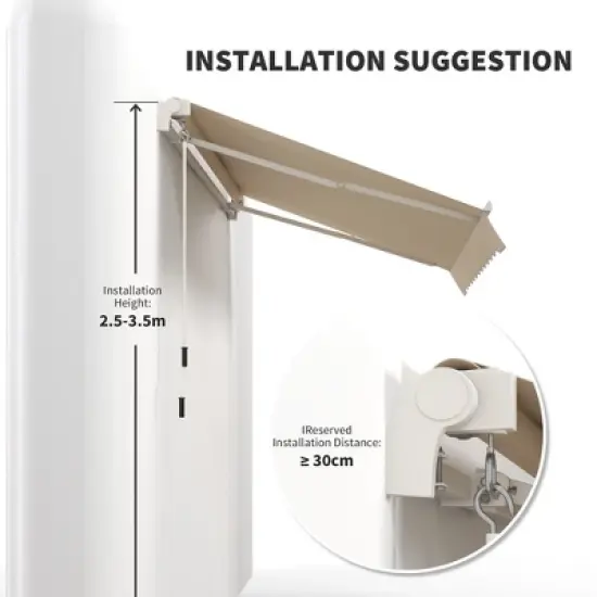 PAGED Retractable Awning Adjustable Patio Awning with UV Resistant Fabric, Aluminum Frame for Deck, Gardens, Yard image {1}