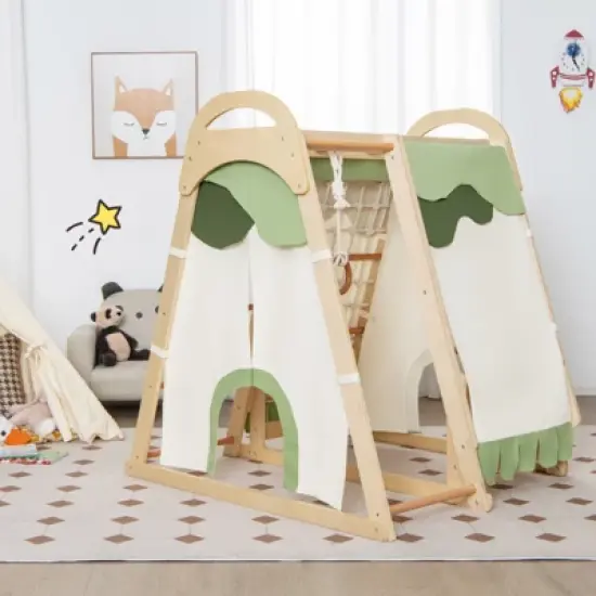 Costway Kid&rsquo;s Climbing Toy w/Slide Climbing Net Climbing Rock Removable Tent image {1}