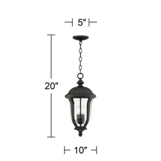 John Timberland Park Sienna Vintage Outdoor Hanging Light Black Metal 20" Clear Glass for Post Exterior Barn Deck House Porch Yard Patio Home Outside image {5}