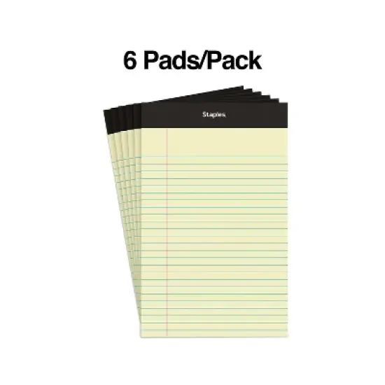 Staples Notepads 5" x 8" Narrow Canary 100 Sh./Pad 6 Pads/PK (35715-CC) 398212 image {2}