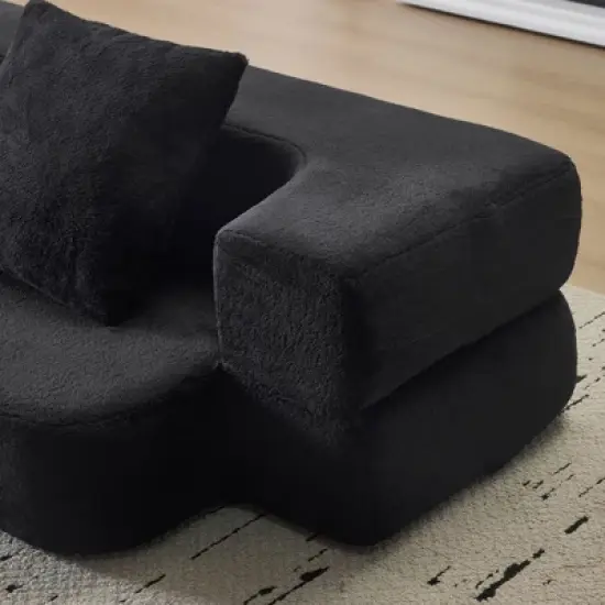 Ebern Designs Transformable Sectional Sofa with 3 Ottoman Stools - Supportive Polyester Fold-Out Bed, Compact Polyester Lounger for Small Spaces Home image {15}