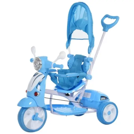 Qaba Children Ride-On Moped Tricycle with a Stylish Design & Interactive Music & Lighting Functions image {3}