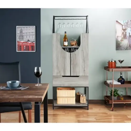 Meluse Multi Storage Wine Cabinet Vintage Gray - HOMES: Inside + Out image {5}