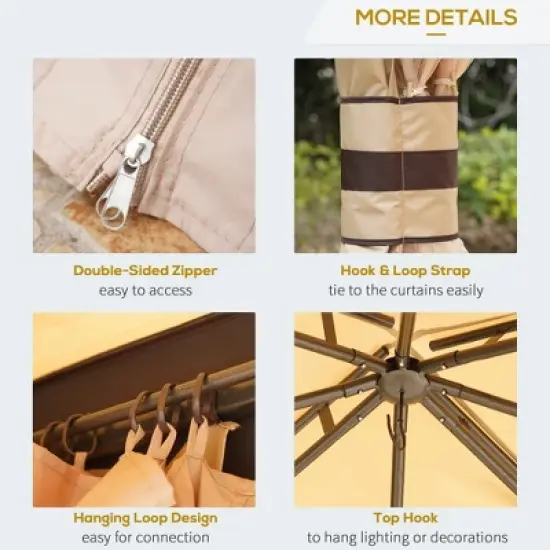 DOMETOUR 10' x 12' Outdoor Gazebo with Netting, Curtains, 2-Tier Roof, Steel Frame for Patio, Lawn, Garden, Backyard, Deck image {4}