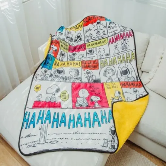 Silver Buffalo Peanuts "Ha Ha Ha" Comic Strip Panels Throw Blanket | 50 x 60 Inches image {3}