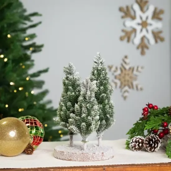 Northlight Frosted Trio of Pine Trees Christmas Decoration - 8" - Unlit image {1}