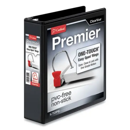 Cardinal Premier Easy Open ClearVue Locking Slant-D Ring Binder, 3 Rings, 2" Capacity, 11 x 8.5, Black image {5}