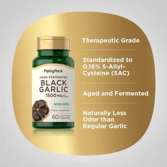 Piping Rock Black Garlic 1500mg | 60 Capsules image {3}