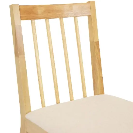 Sunnydaze Indoor 5-Piece Solid Rubberwood Dining Table and Chairs Set - Natural with Beige Cushions image {6}