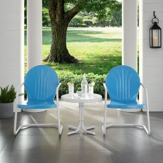 Griffith 3pc Outdoor Conversation Set - Sky Blue - Crosley image {2}