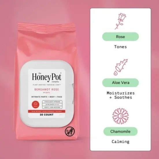 The Honey Pot Bergamot Rose Wipes - 30ct image {3}