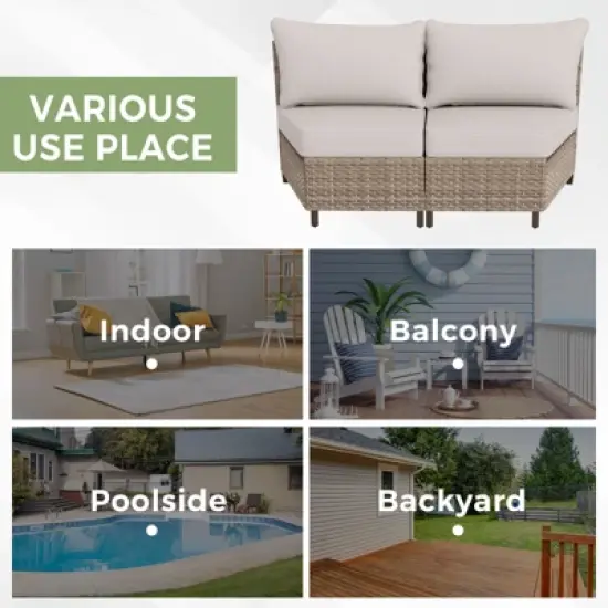 EAGLE PEAK Coastal Vista Curved Outdoor Wicker Sofa with Cushions, Patio Furniture Sets Outdoor Sectional Patio Conversation Set image {4}