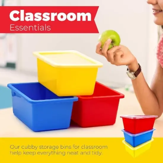 Storage Bins - Stackable Storage Bins, Plastic Storage, Bins Storage Containers, 3 pcs per 
pack - Cubby Storage Organizers, Classroom Organization image {6}