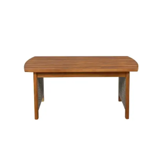 Christopher Knight Home Valentina Patio 4 Piece Rustic Rope Weave Acacia Wood Furniture Set with Cushions image {7}