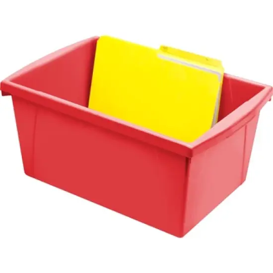 Storex Medium Classroom Storage Bin, Red image {3}