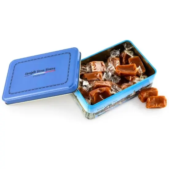 Straight from France Salted Butter Caramels with French Sea Salt, Gourmet Toffees in Brittany Themed Gift Tin 7 Oz image {1}